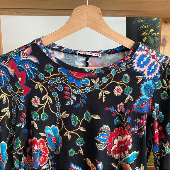 Alice + Olivia Delaina Colorful Floral Long Sleeve Crop Top XS - Picture 8 of 15